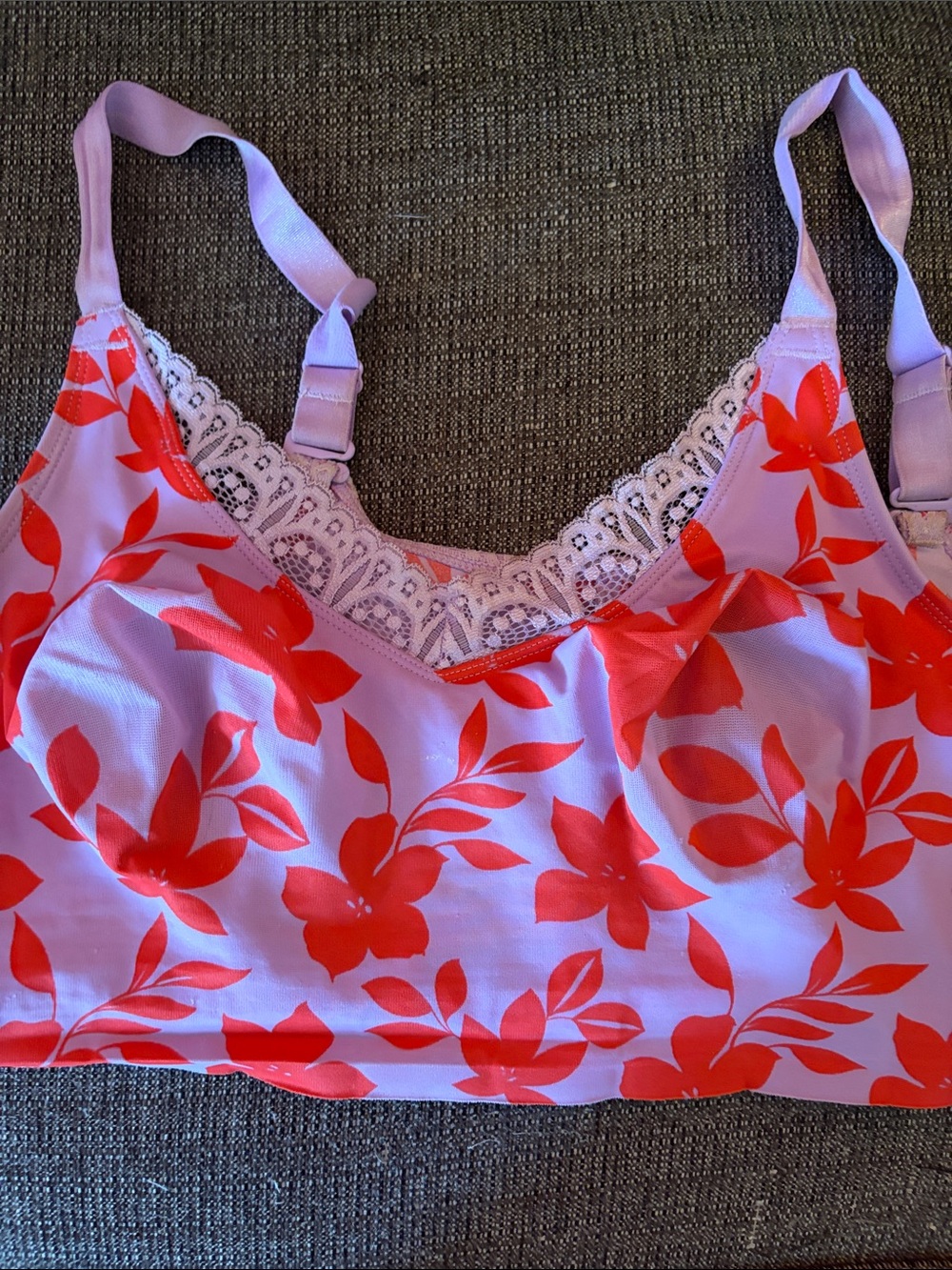 Ruby Ribbon Coral Floral Lace-Trim Bralette in Lilac